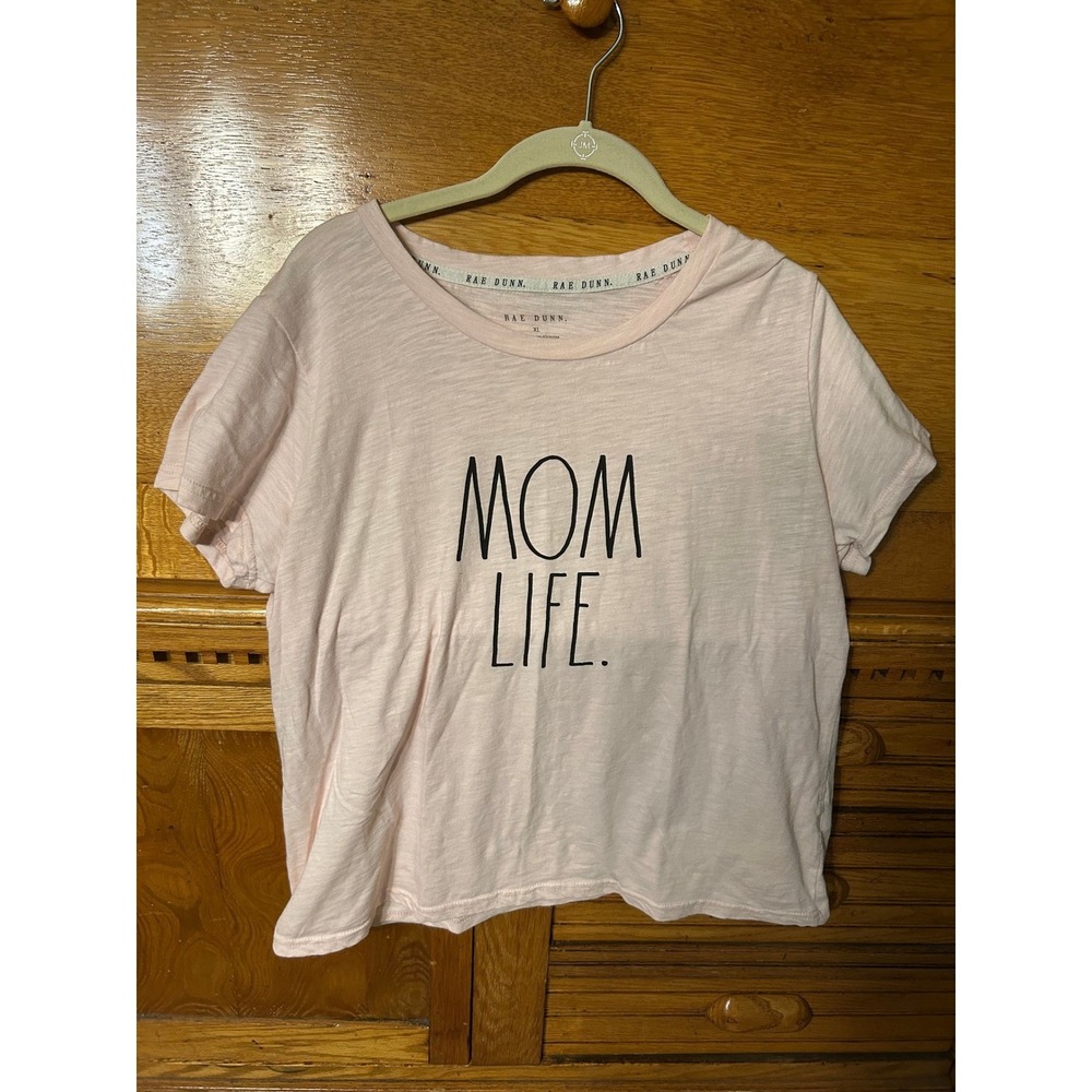 Rae Dunn Mom Life Graphic Tee Pink Shirt XL Momcore Modern Farmhouse Casual